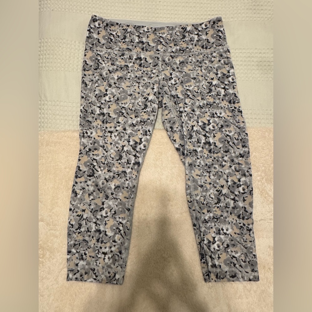 lululemon athletica Gray Floral Leggings